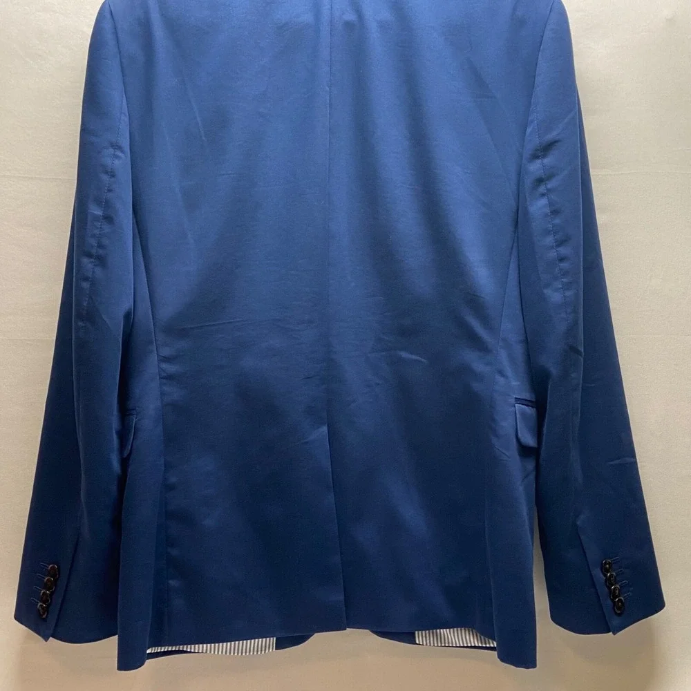 Express Blazer Suit Jacket Men's Medium Navy Blue 2 Button Slim Fit Top Coat EUC
